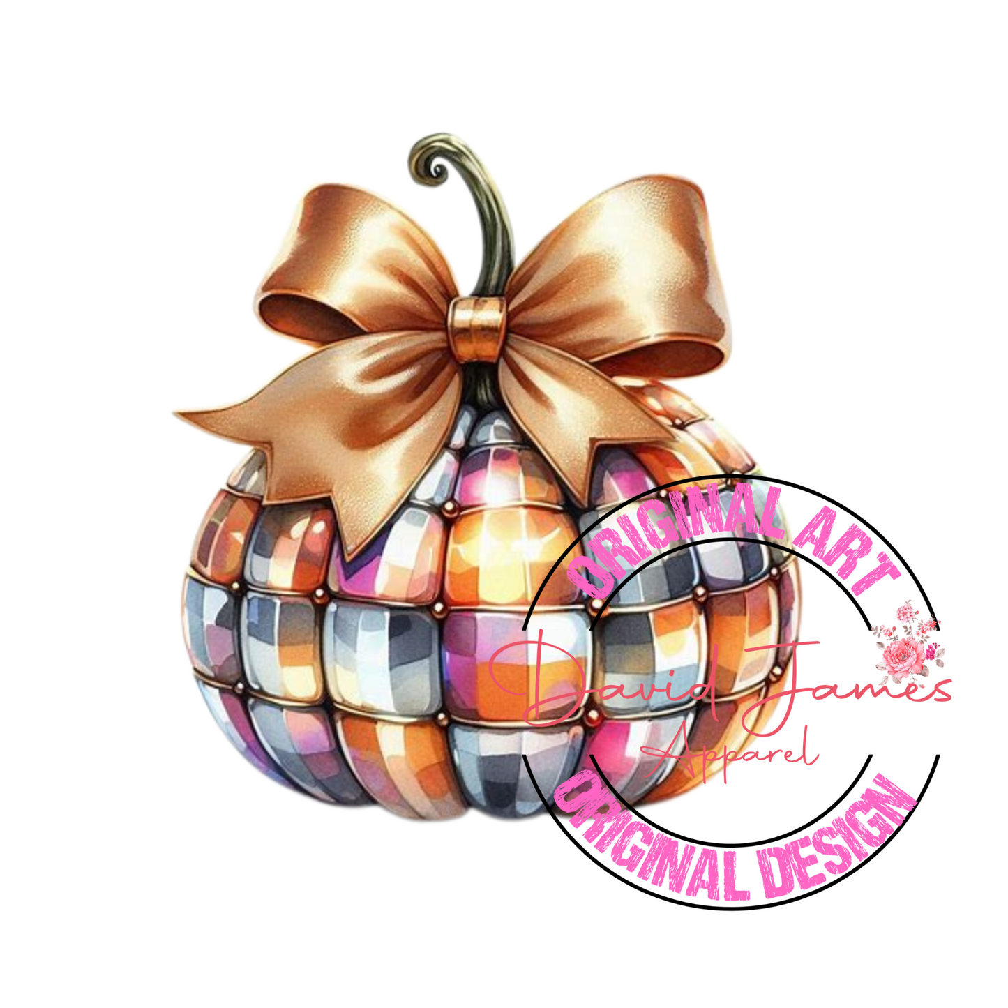 DIGITAL DOWNLOAD PNG | Disco ball Pumpkins | Fall disco Pumpkin | colorful tan bow