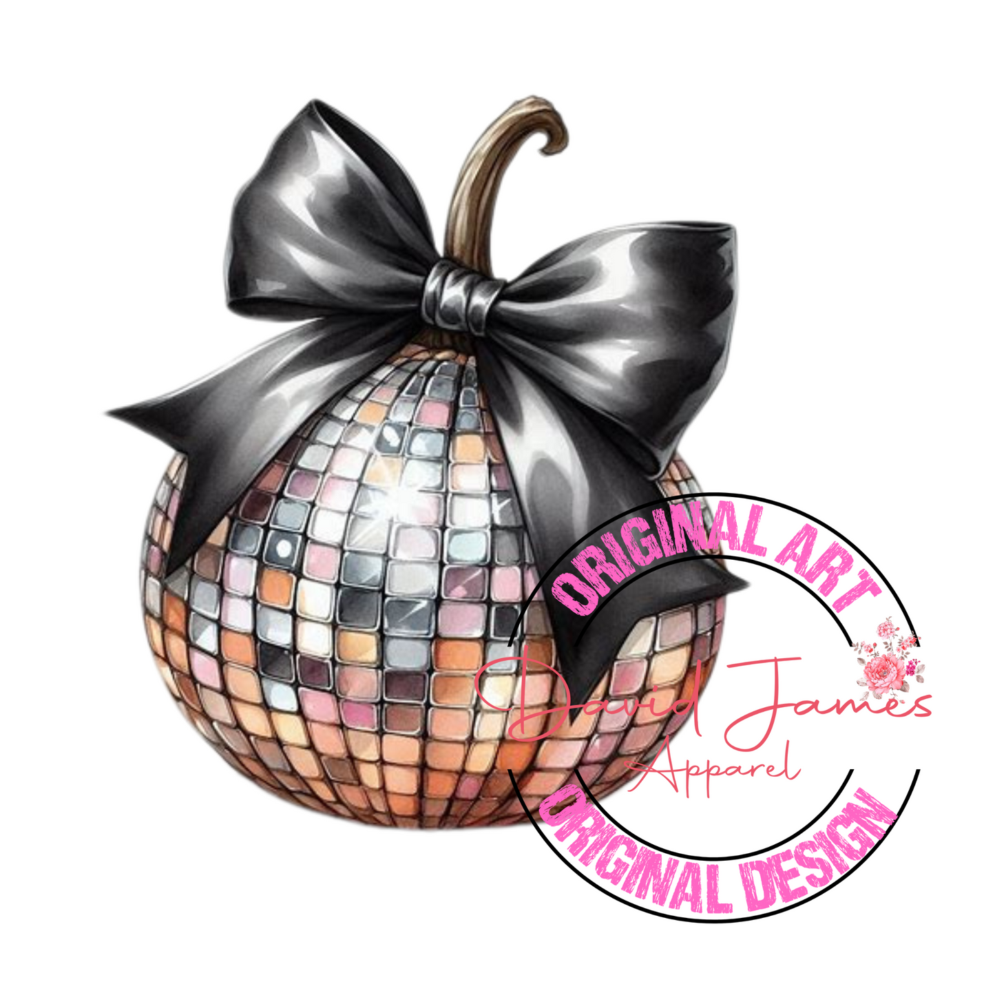 DIGITAL DOWNLOAD PNG | Disco ball Pumpkins | Fall disco Pumpkin | colorful black bow