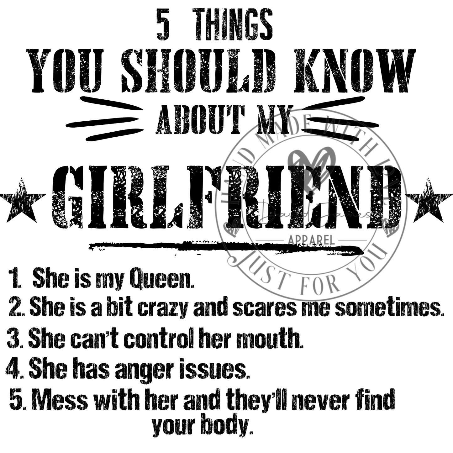 DIGITAL DOWNLOAD PNG| 5 things you should know about my GIRLFRIEND...