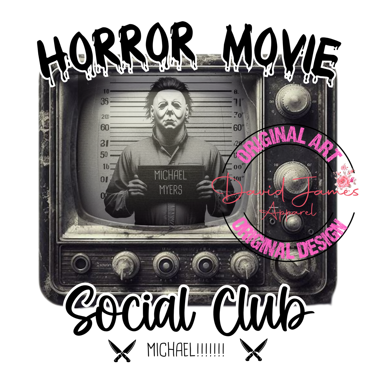 DIGITAL DOWNLOAD PNG |Horror Movie Social Club Vintage TV | Michael Myers | American Killers