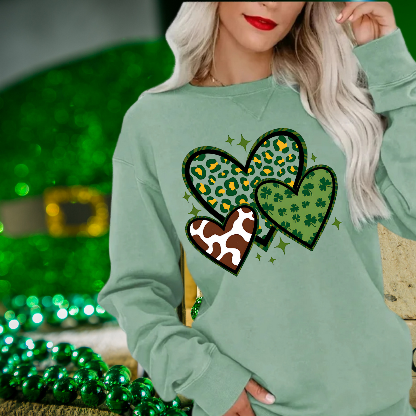St. Patricks stacked Hearts | St. Patricks Day themed | Direct to film transfer