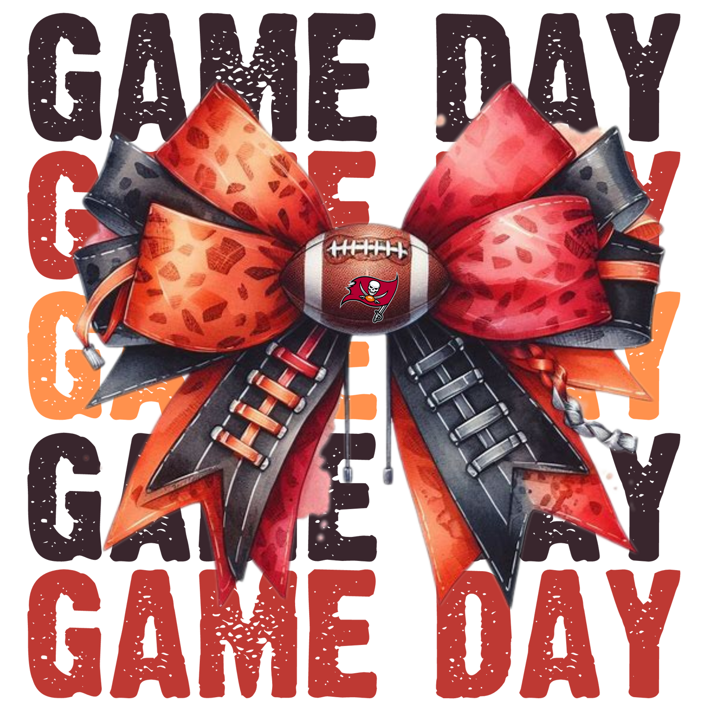 DIGITAL DOWNLOAD PNG | Game Day Red and orange Bucs | football | set of 2 images