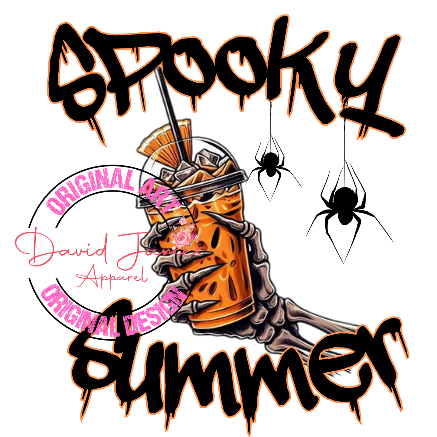DIGITAL DOWNLOAD PNG | Spooky summer, orange iced coffee, spiders | Summerween