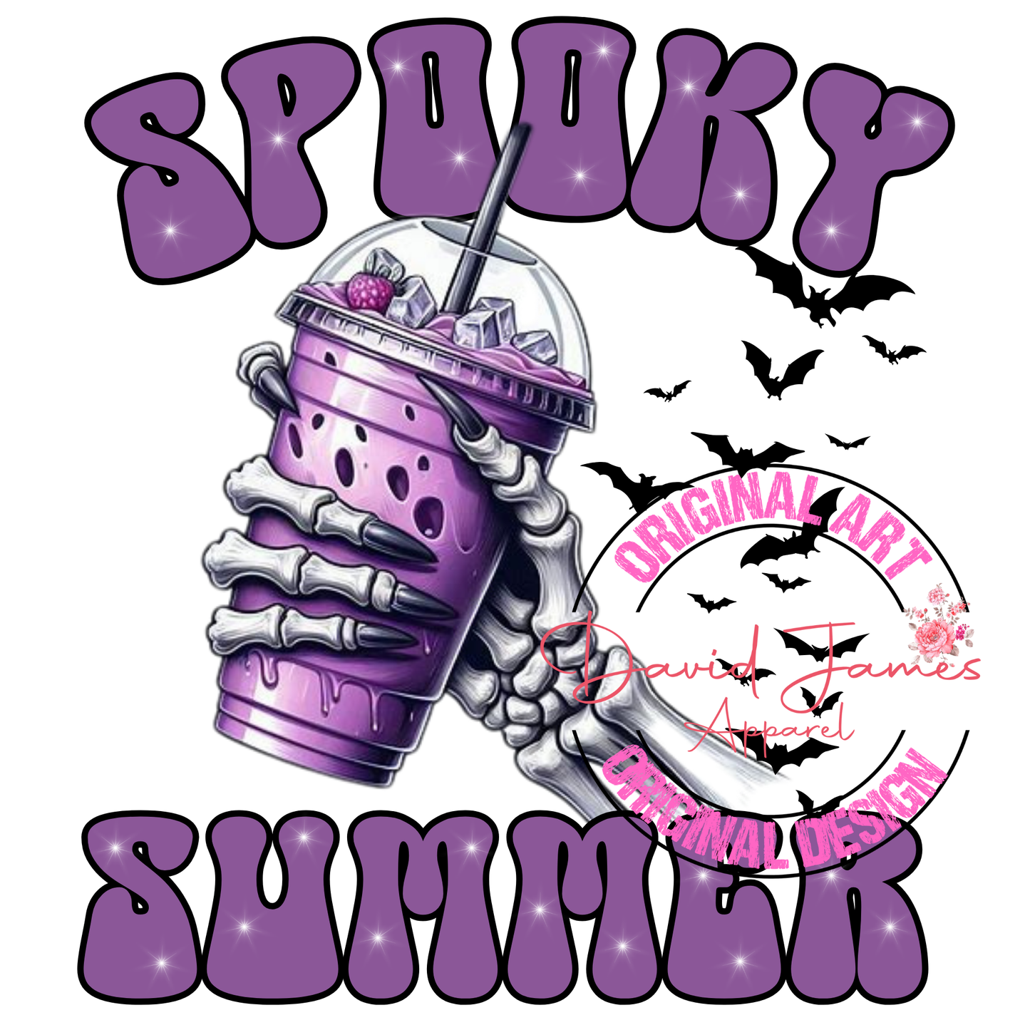 DIGITAL DOWNLOAD PNG | Spooky summer, purple iced coffee, bats | Summerween