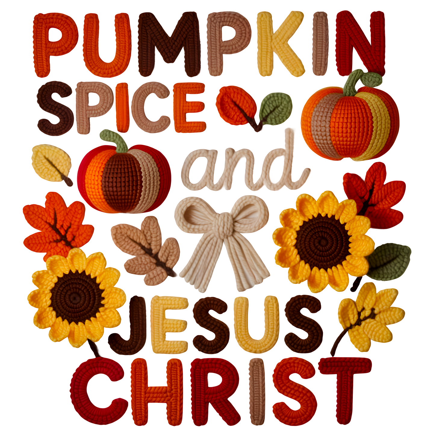 DIGITAL DOWNLOAD PNG |Pumpkin spice and Jesus Christ| Faux Yarn | Thanksgiving