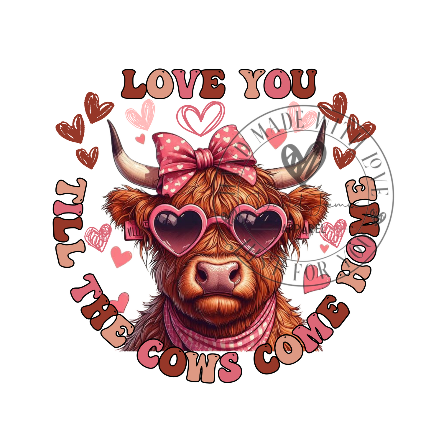 DIGITAL DOWNLOAD PNG | Highland cow Valentines |love