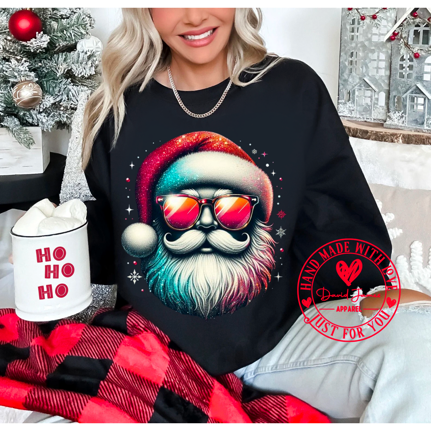 Glitter retro santa claus |Direct to film transfer | DTF