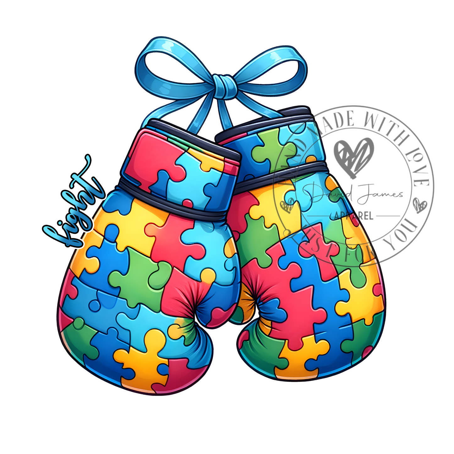 DIGITAL DOWNLOAD PNG | fight boxing gloves| Autism Awareness
