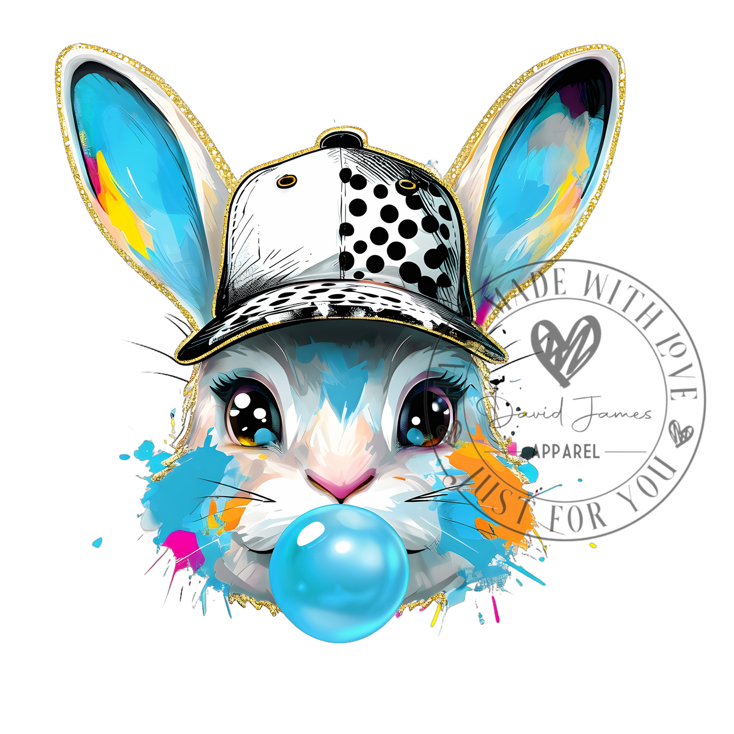 DIGITAL DOWNLOAD PNG | Bunny wears ball cap | Easter