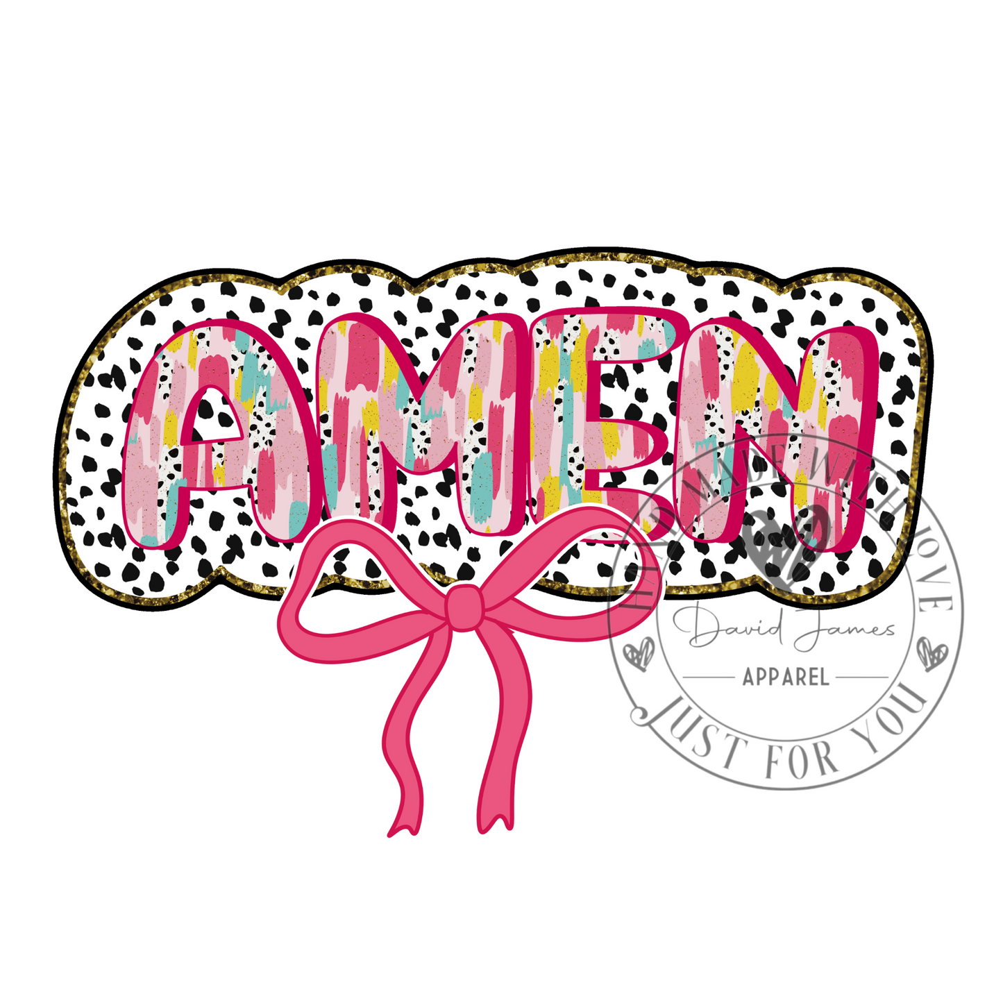 DIGITAL DOWNLOAD PNG | Amen | Bright colors outline with B/W dots| Faith