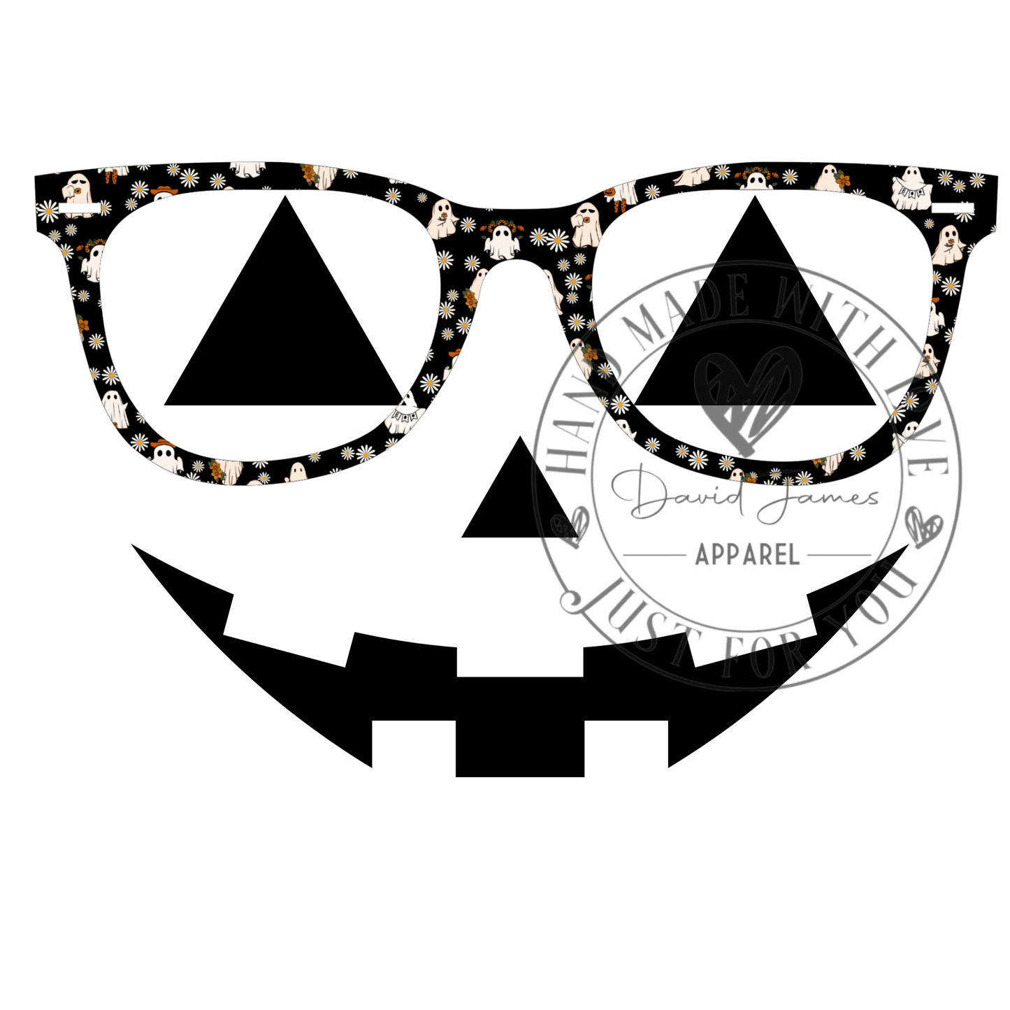 DIGITAL DOWNLOAD PNG | glasses wearing pumpkin face | Ghost pattern frames