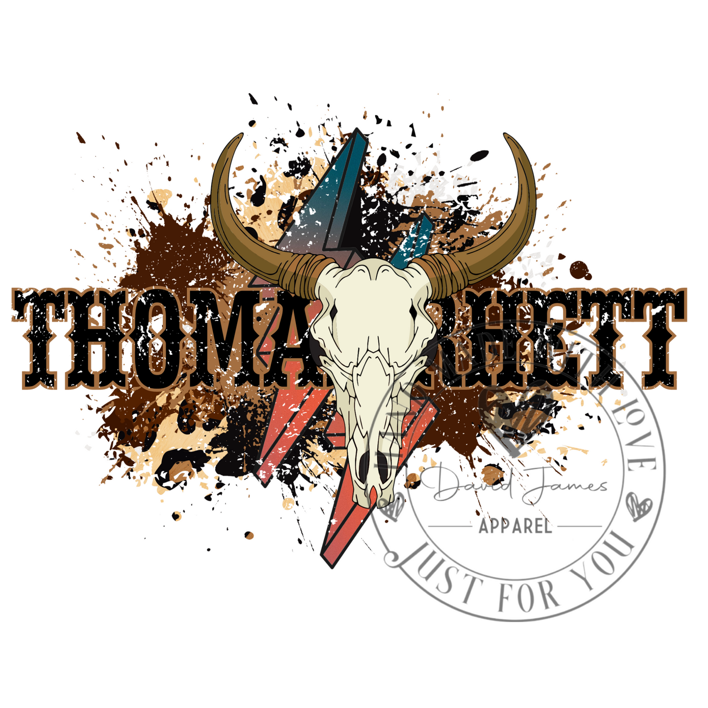 DIGITAL  DOWNLOAD PNG| Thomas Rhett with leopard and cow skull