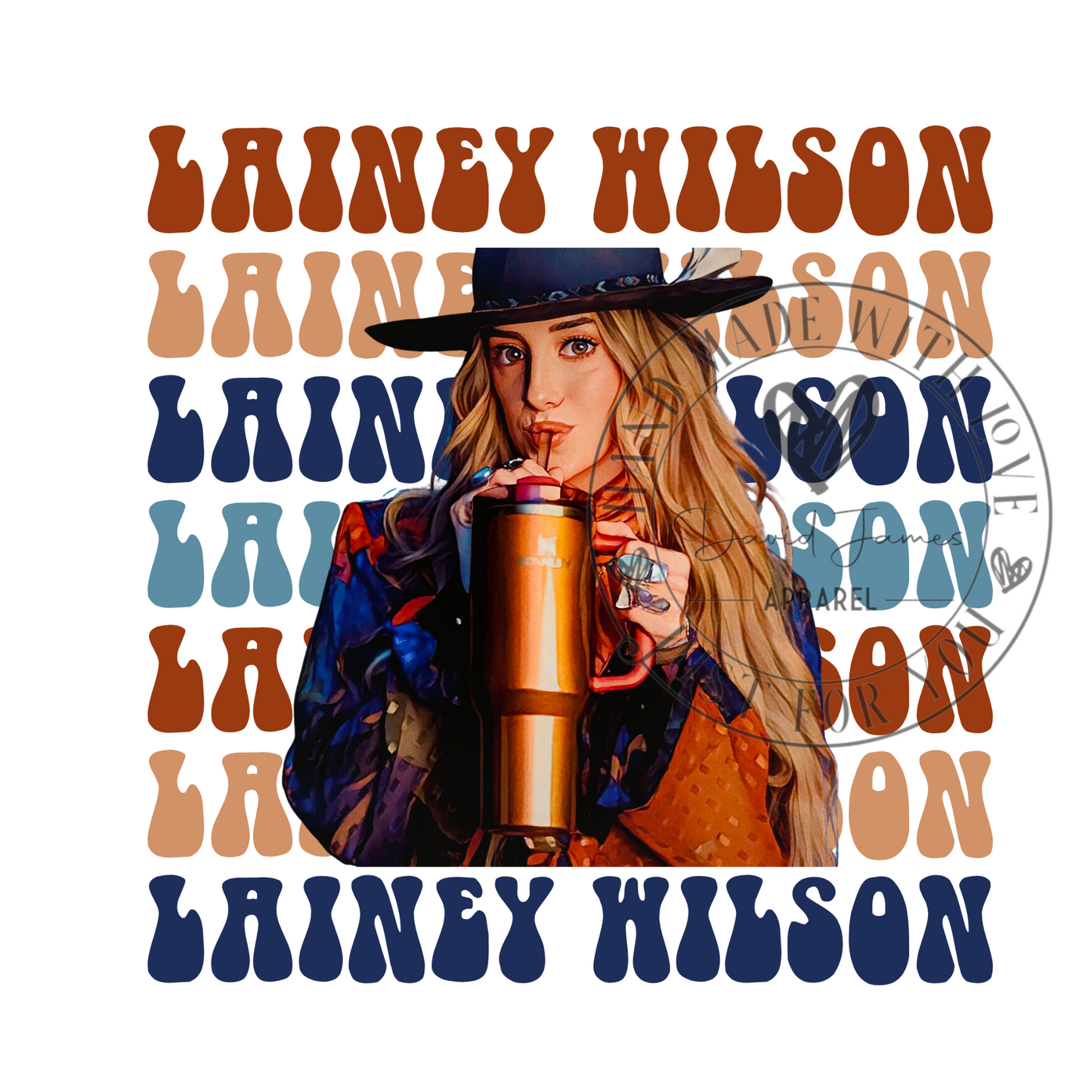 DIGITAL DOWNLOAD PNG | Lainey Wilson with a Watermelon moonshine Stanley tumbler