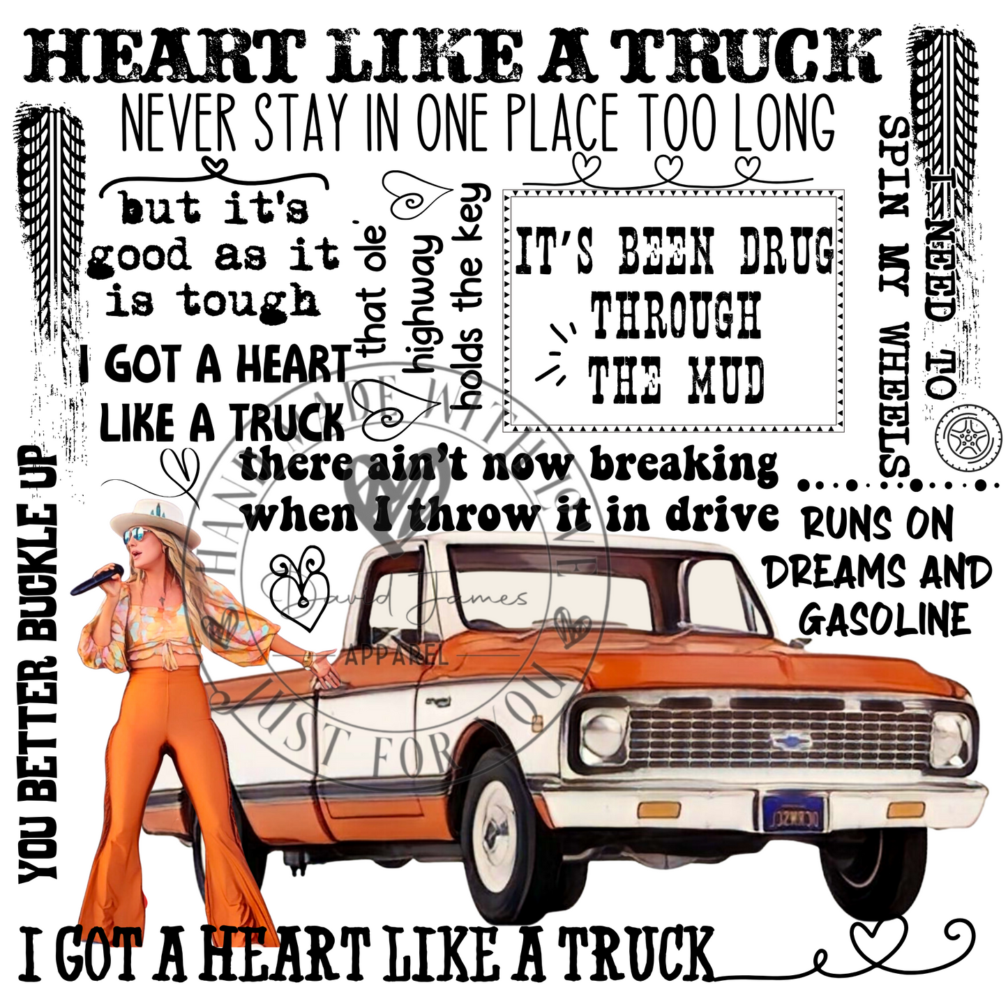 DIGITAL DOWNLOAD PNG |I got a heart like a truck |Lyrics