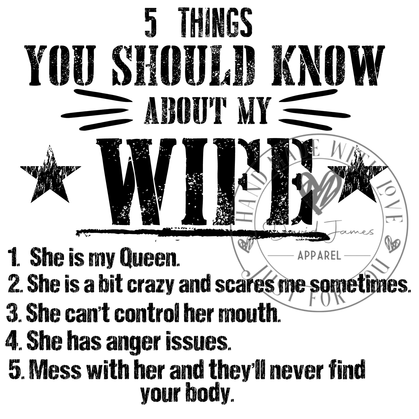 DIGITAL DOWNLOAD PNG | 5 things you should know about my wife