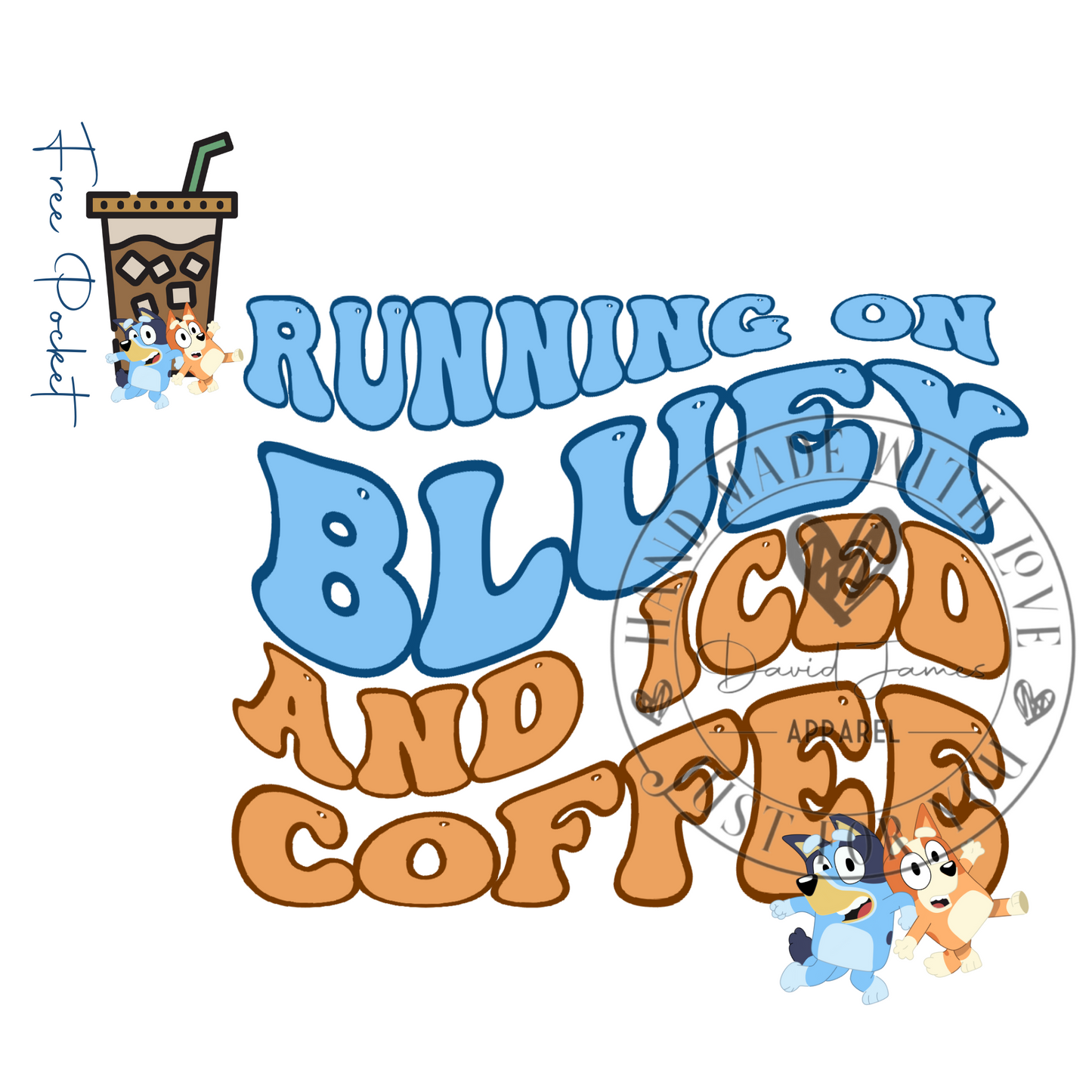 DIGITAL DOWNLOAD PNG Running on Blue and iced coffee