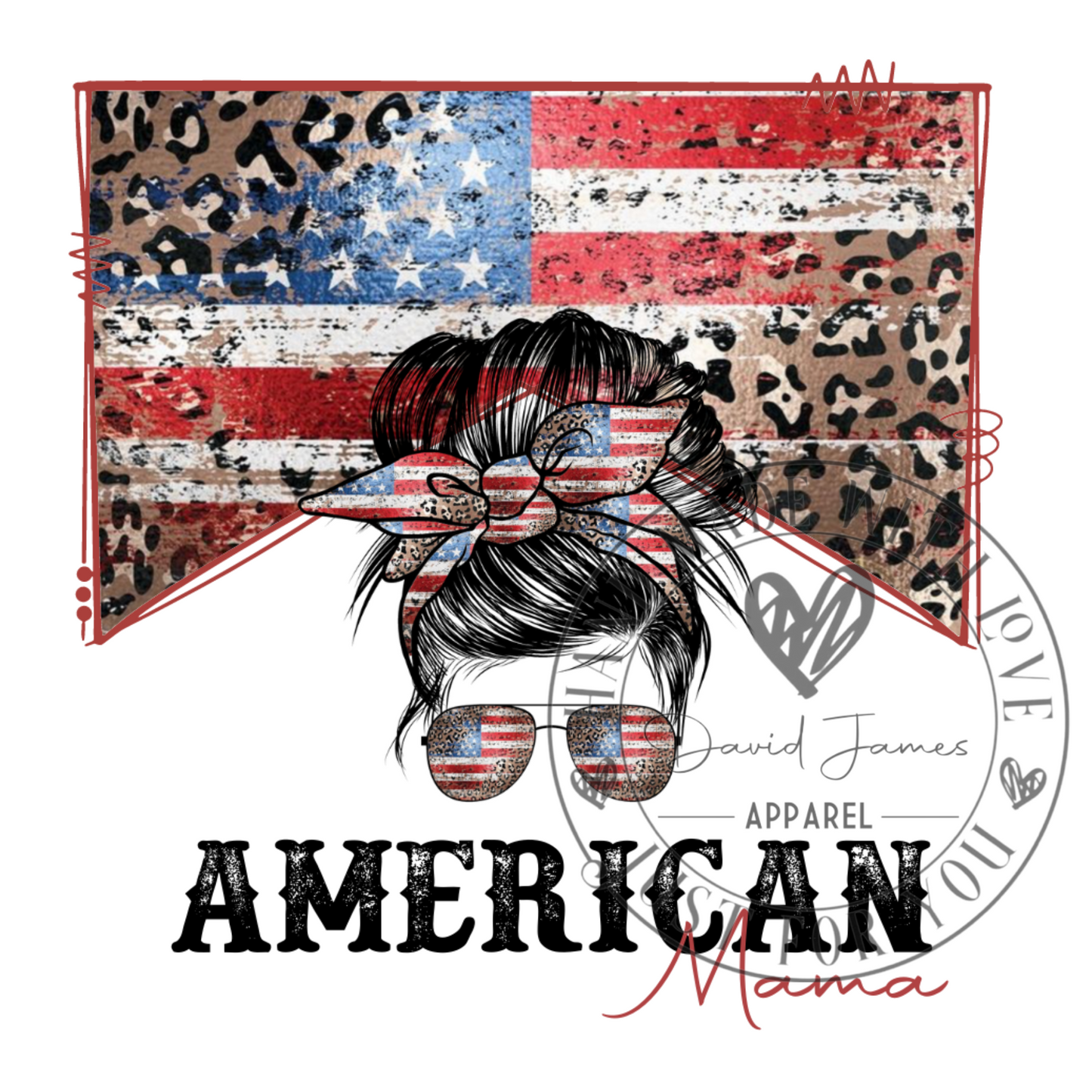 DIGITAL DOWNLOAD PNG American Mama |Patriotic |MESSY Bun