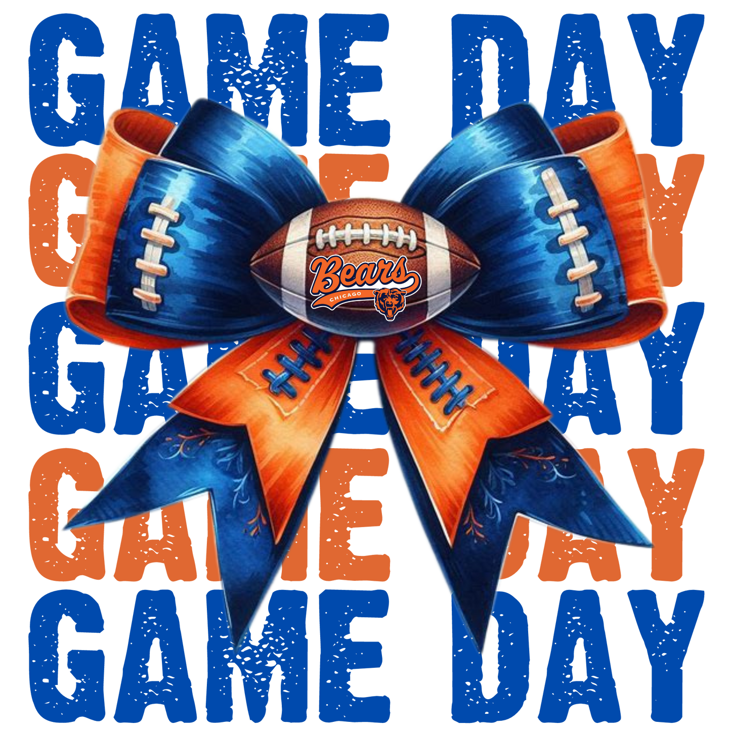 DIGITAL  DOWNLOAD PNG | Game Day Orange and Blue Bears  | football | set of 2 images