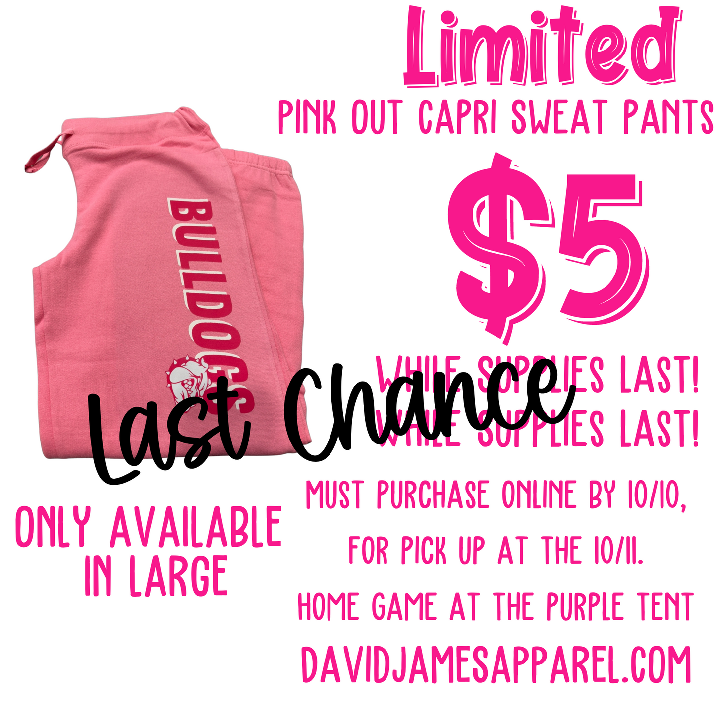 LAST CHANCE!! New Haven Bull Dogs PINK OUT LIMITED T-SHIRT/SWEATPANTS