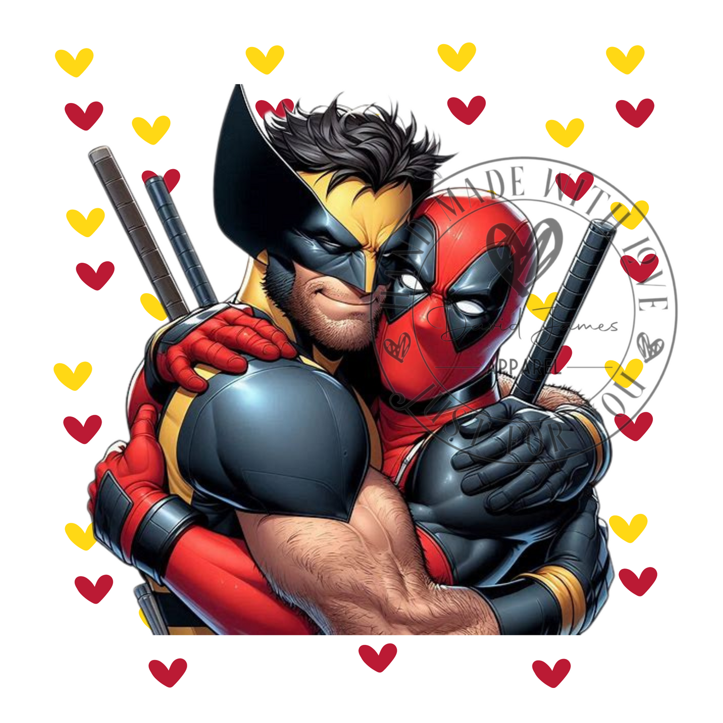 DIGITAL DOWNLOAD PNG |Deadpool and Wolverine | Hearts red and yellow