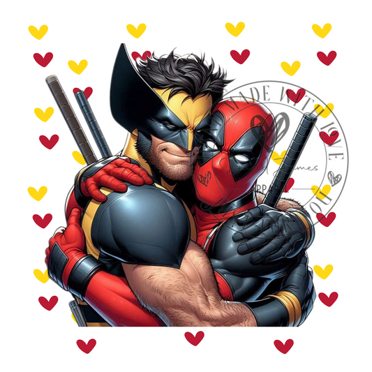 DIGITAL DOWNLOAD PNG |Deadpool and Wolverine | Hearts red and yellow