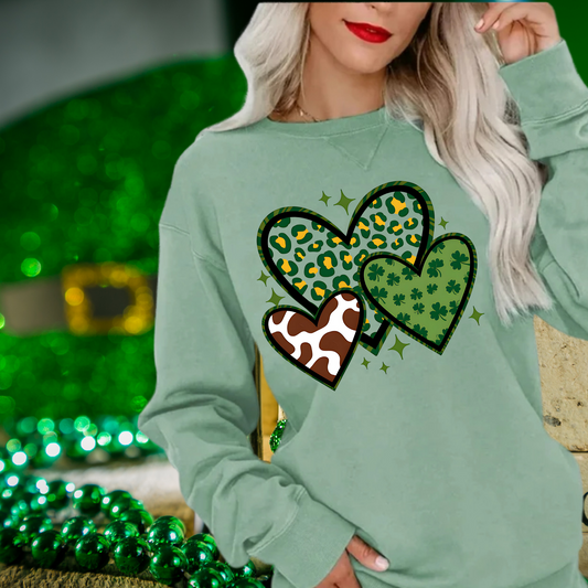 St. Patricks stacked Hearts | St. Patricks Day themed | Direct to film transfer