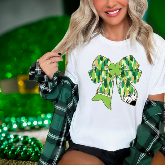 Coquette pencil bow| St. Patricks Day themed | Direct to film transfer