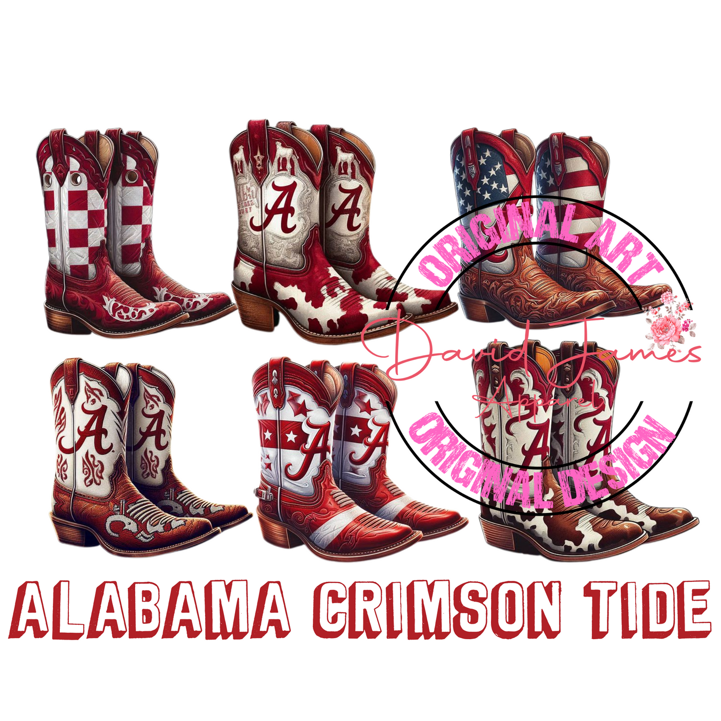 DIGITAL  DOWNLOAD PNG | College boots | Alabama Crimson Tide