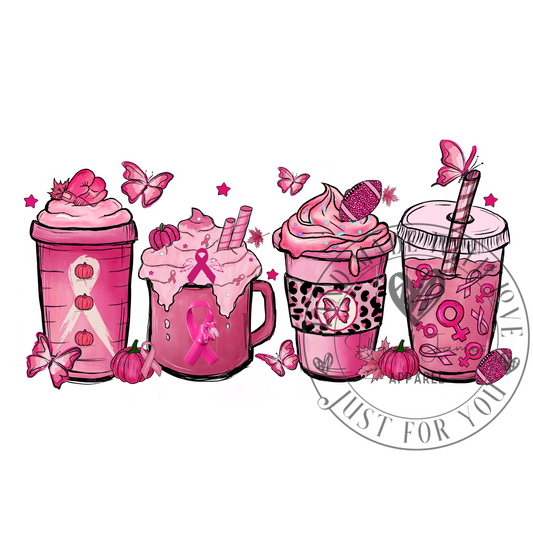 DIGITAL DOWNLOAD PNG | Breast Cancer awareness lattes