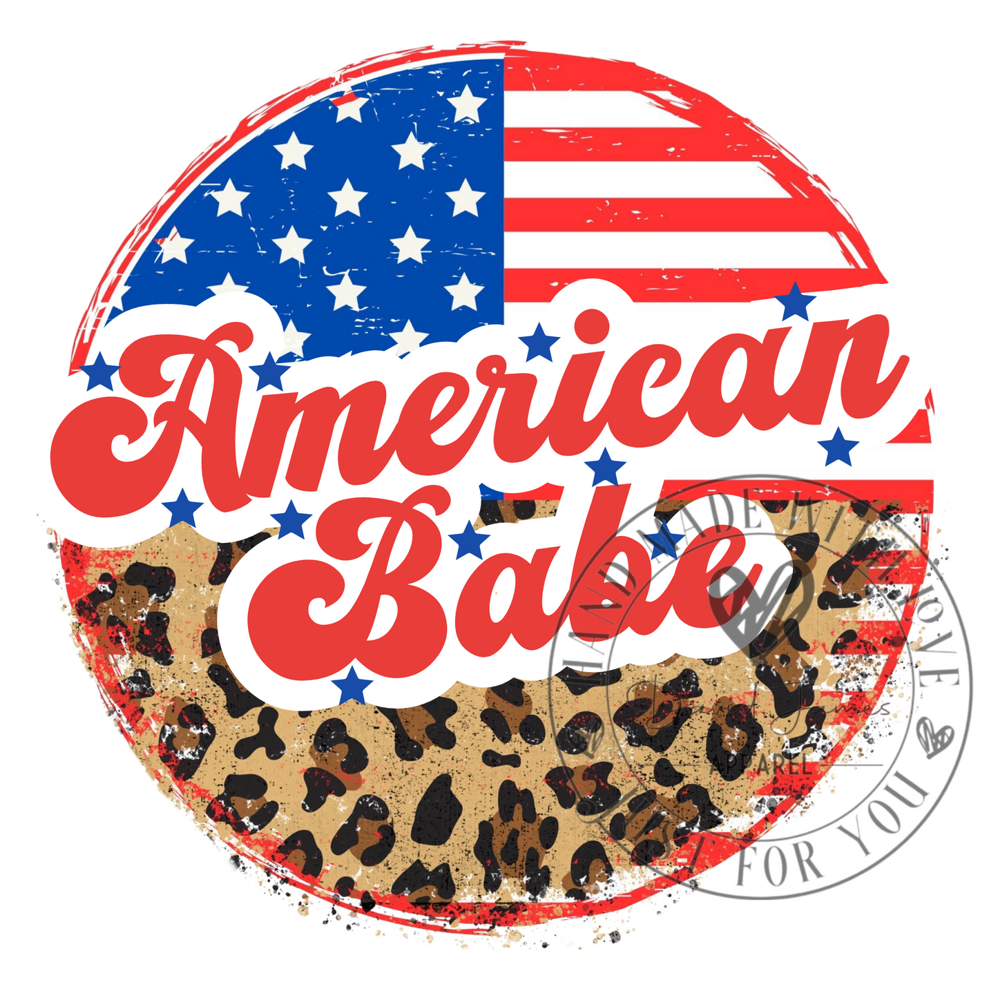 DIGITAL DOWNLOAD PNG American Babe |Leopard print |American flag