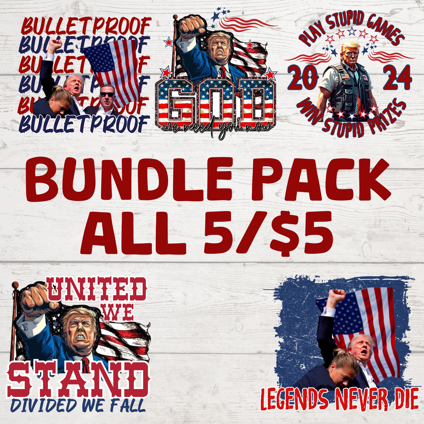 DIGITAL  DOWNLOAD PNG| Bundle Pack 5 images for $5 | Trump