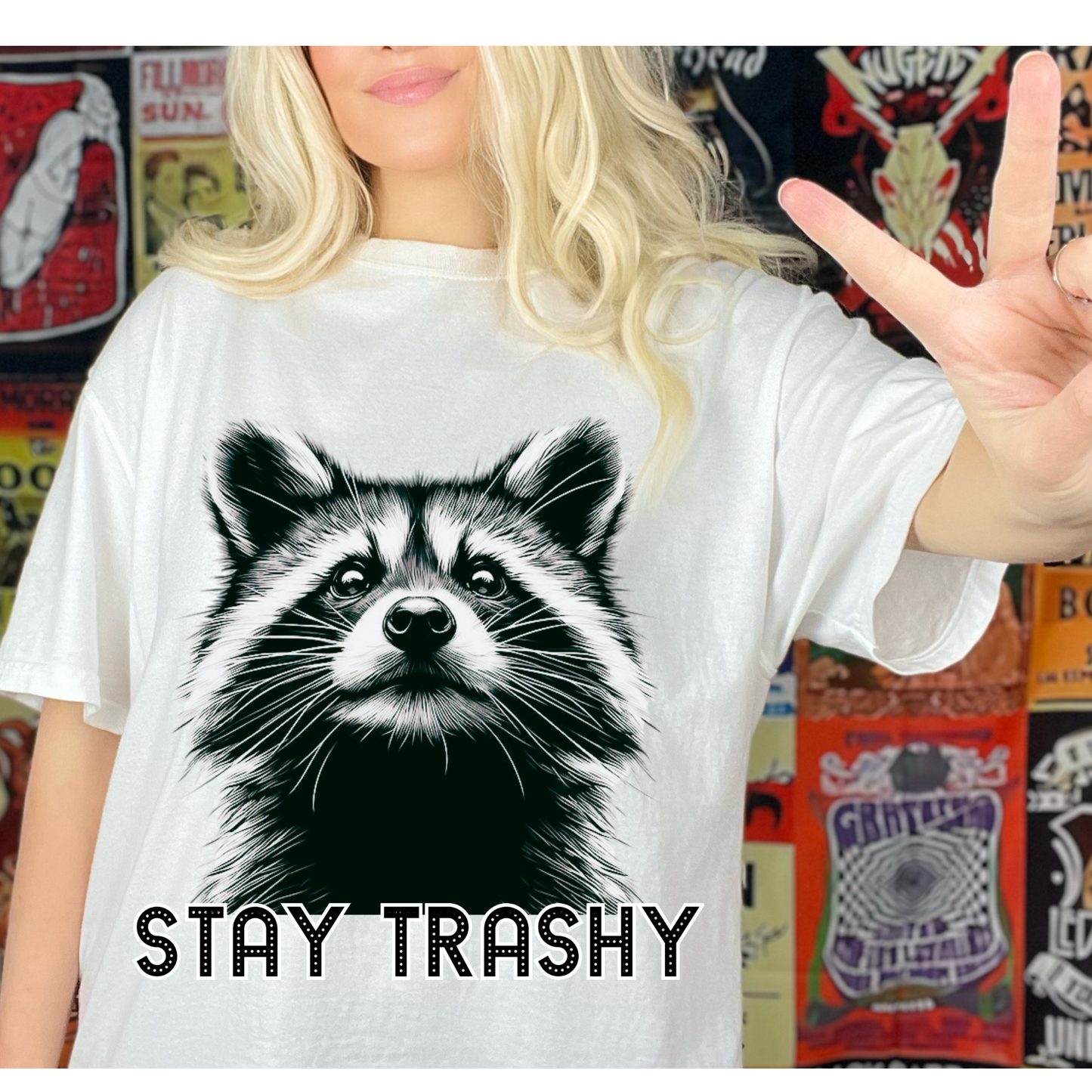 Stay Trashy in lights | Raccoon | Direct to film transfer