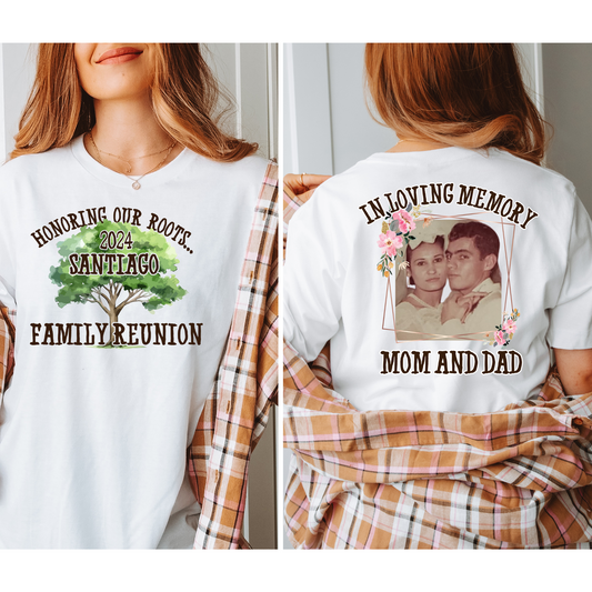 SANTIAGO Family Reunion 2024 | ROSA FELICIANO Family "MOM AND DAD" | DOUBLE SIDED Image | front and back design