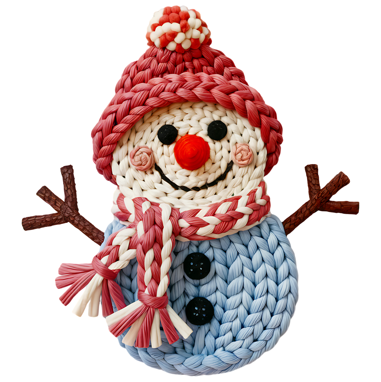 DIGITAL DOWNLOAD PNG |blue Bottom snowman |Faux Yarn|  Faux Crochet| Christmas