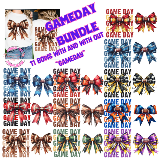 DIGITAL DOWNLOAD PNG | Football Bows with and with "Gameday" | GAMEDAY FULL BUNDLE