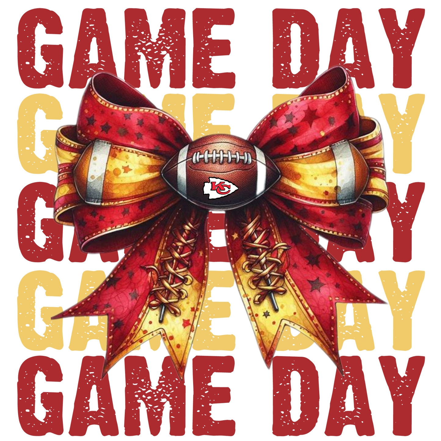 DIGITAL  DOWNLOAD PNG | Game Day Red and yellow Chiefs | football | set of 2 images