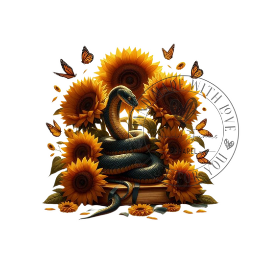 DIGITAL DOWNLOAD PNG | Snake with sunflowers