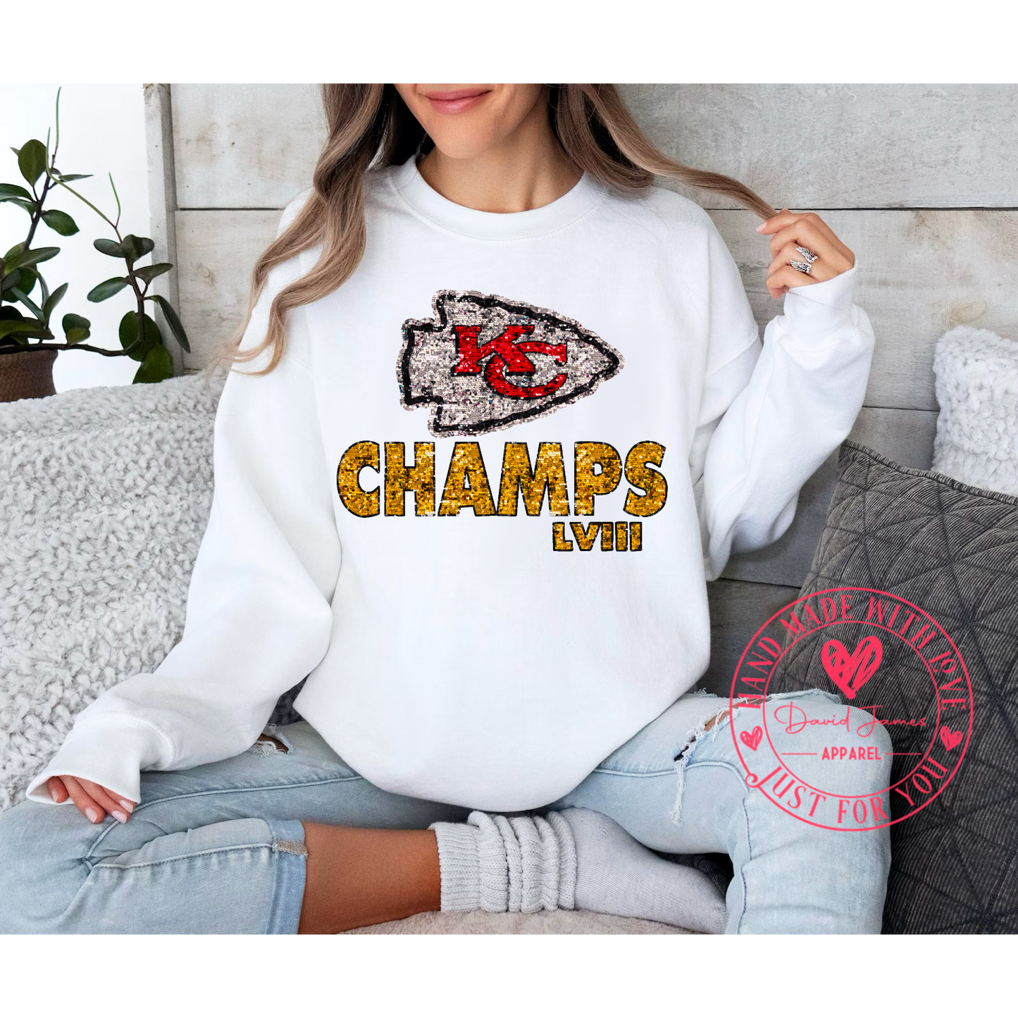 Kansas City faux sequins superbowl champs dtf