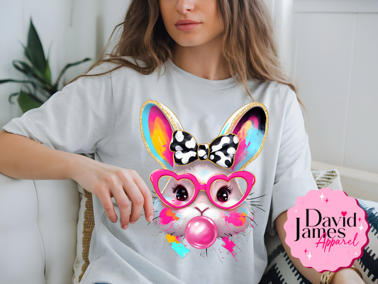 Bunny wearing heart glasses | EASTER | Direct to film transfer