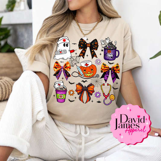 bright colorful halloween DTF