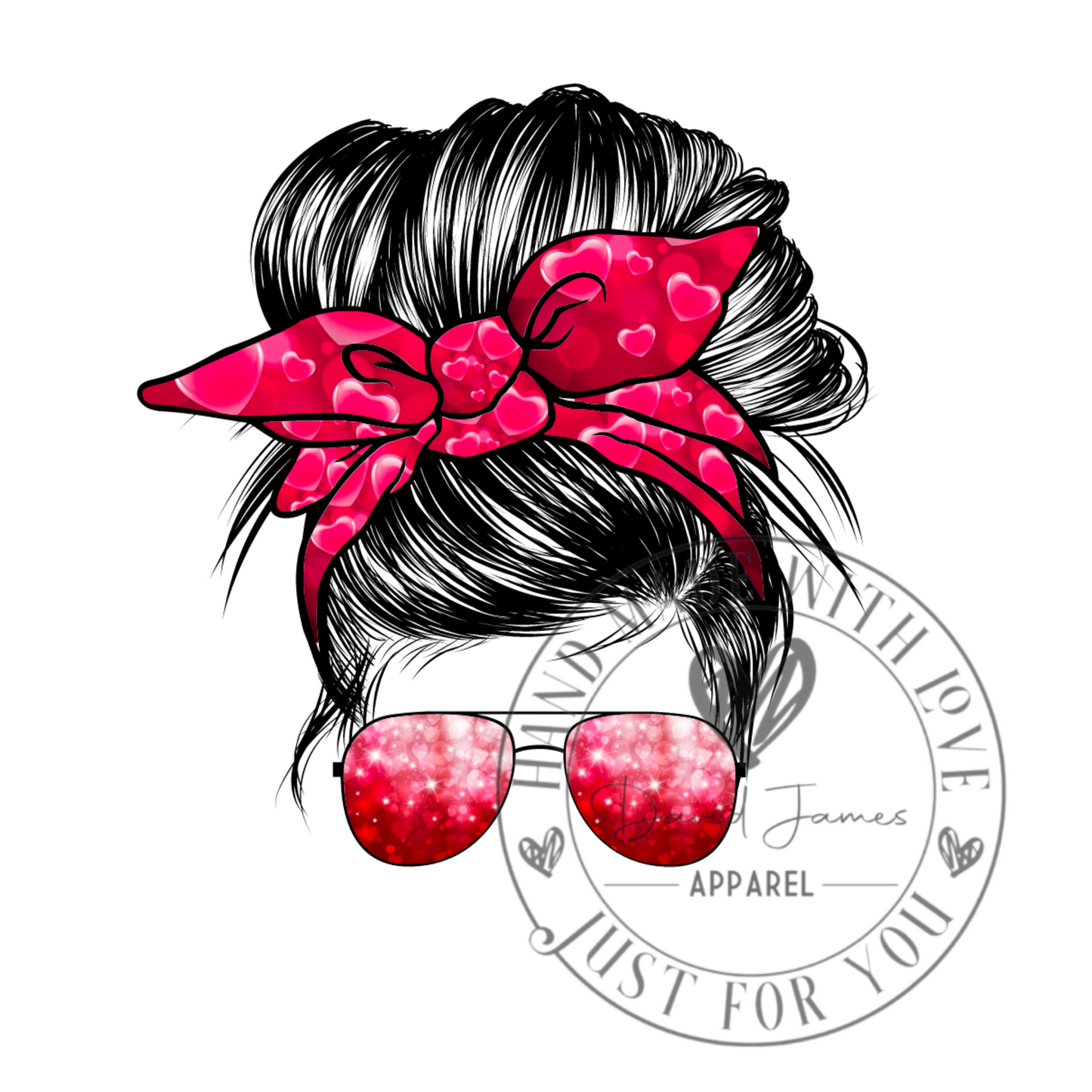 DIGITAL DOWNLOAD PNG |Valentines messy bun