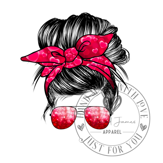 DIGITAL DOWNLOAD PNG |Valentines messy bun