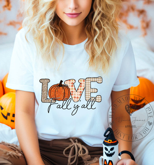 LOVE fall y'all | Direct to film transfer |DTF