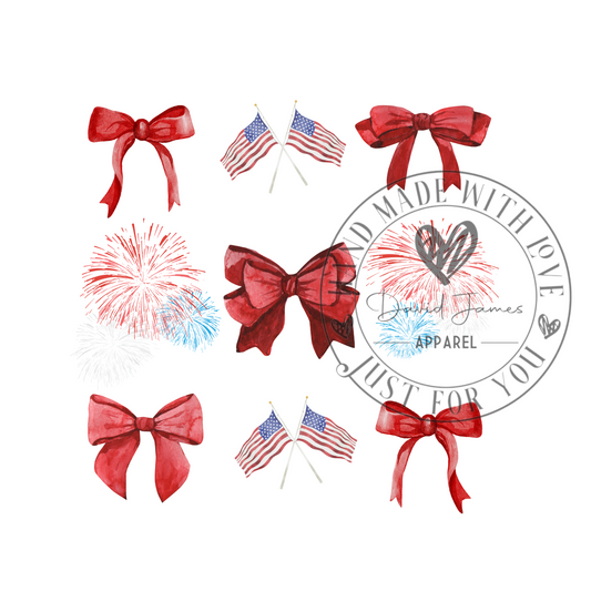 DIGITAL DOWNLOAD PNG | Bows, American flag and fireworks