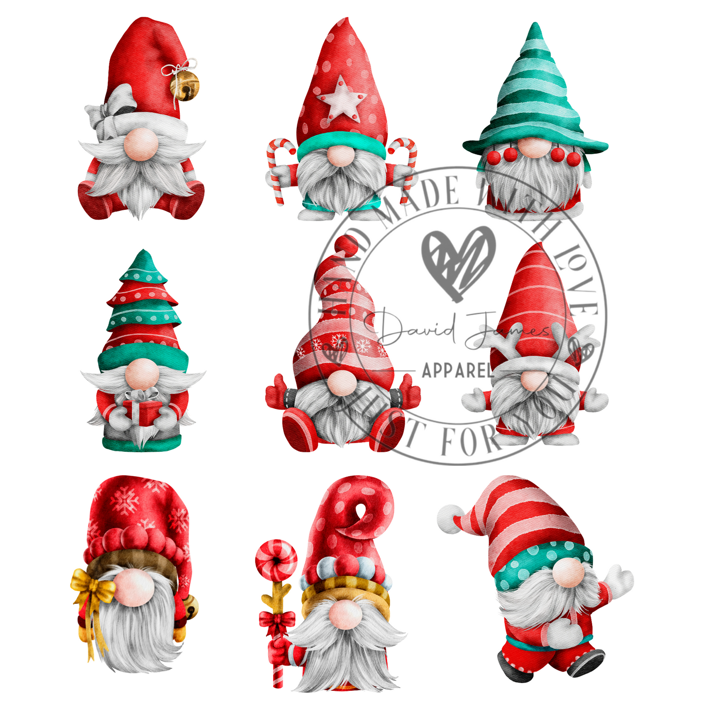 DIGITAL DOWNLOAD PNG| 9 Gnomes Christmas