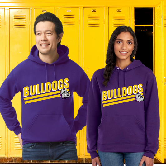 BULLDOG GEAR | #3 "Bulldogs" yellow and white  | PURPLE HOODIE ADULT