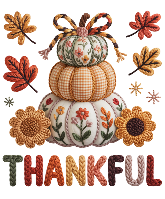 DIGITAL DOWNLOAD PNG |Thankful Trio pumpkins| Faux Yarn | Fall| Thanksgiving