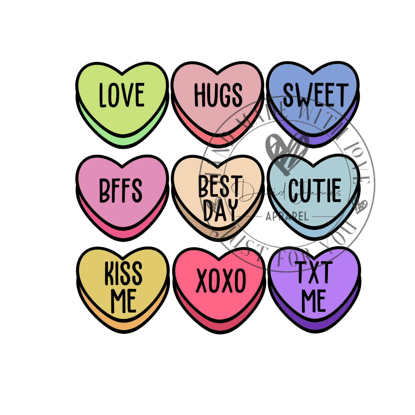 DIGITAL DOWNLOAD PNG | Valentines candy | Candy hearts