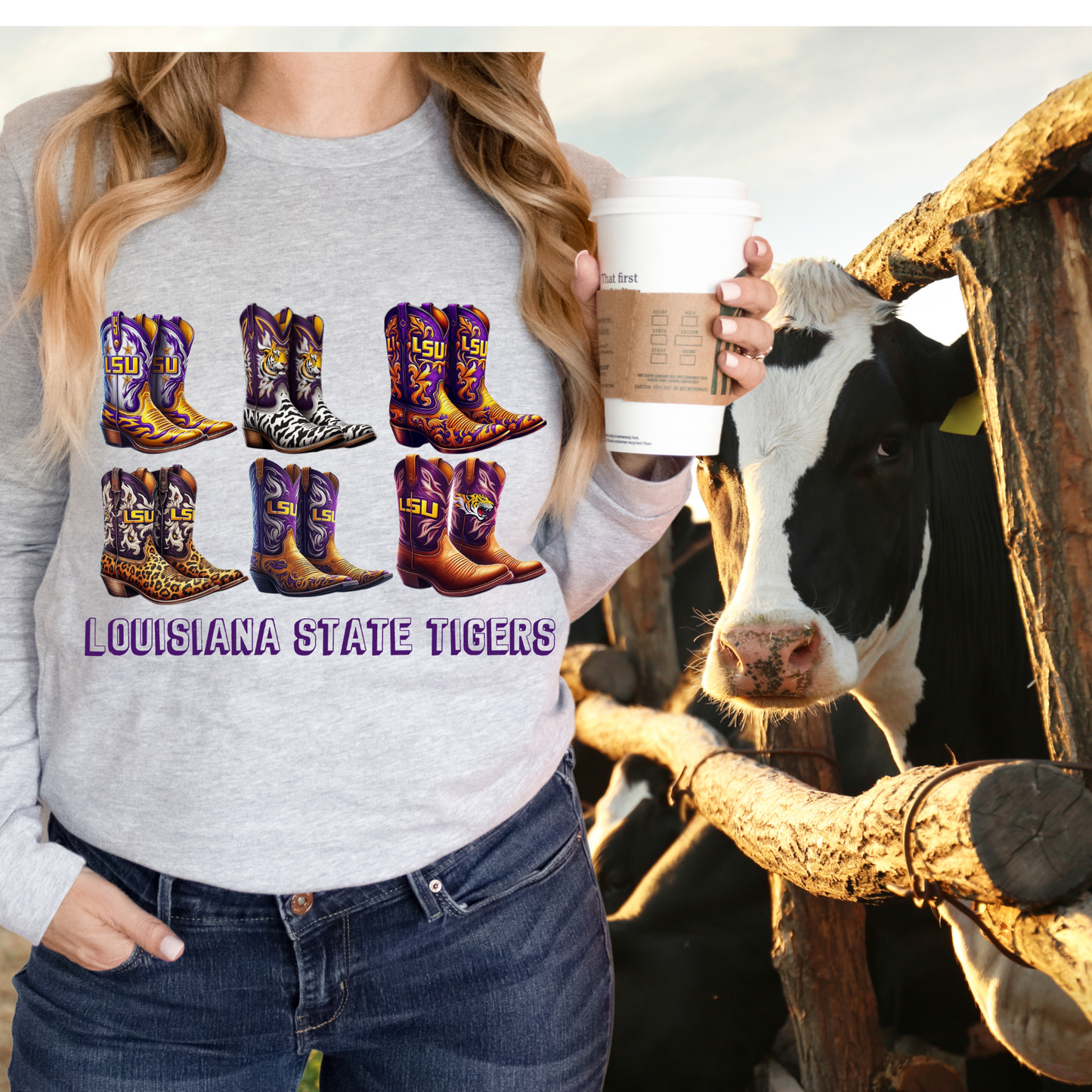 LSU Tigers Cowboy boots | Football | Direct to film Transfer | DTF