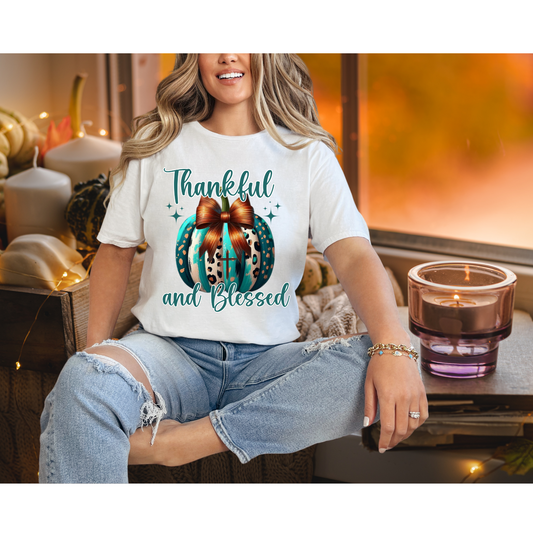 Thankful and Blessed| Fall colors Pumpkins | Direct to film transfer | DTF